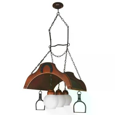 Imagem de Lustre Muller Sela De Cavalo 3 Lâmpadas Envelhecido 933e