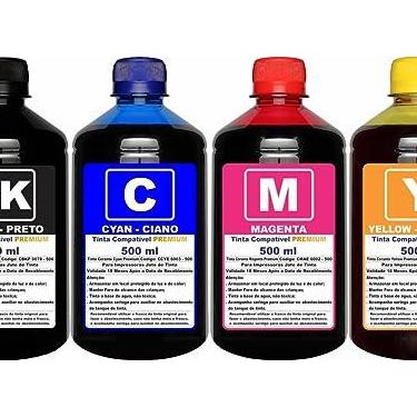 Imagem de Kit Tinta 4x500ml Compatível Para Impressoras L3150 L3250 L3210 L3110 L5190 Refil 544