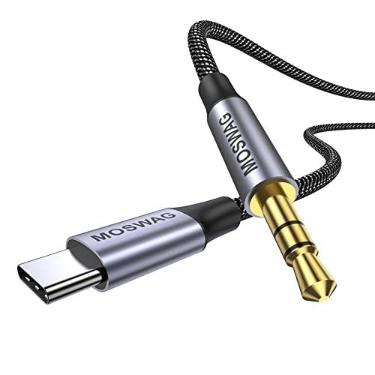 Imagem de MOSWAG Cabo USB C para conector auxiliar de áudio de 3,5 mm 6,6 FT/2 M, cabo estéreo tipo C para fone de ouvido de 3,5 mm compatível com S20 Ultra S20+ Note 10 20, Google Pixel 4/5 XL, OnePlus 7Pro 8Pro, Moto Z e Galaxy Note 10