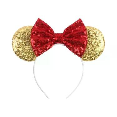 Imagem de Tiara De Orelhas De Rato Com Laço De Lantejoulas De 5 Polegadas Para M