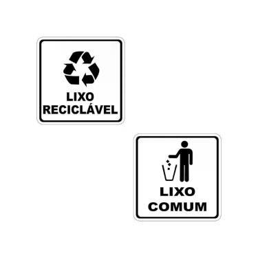 Imagem de Etiquetas Adesivas Lixo Reciclavel E Comum 2Pçs 15X15Cm Transparente