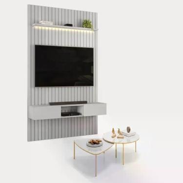 Imagem de Painel Trento143 Ripado com Bancada com Led com Mesa de centro Lina e 