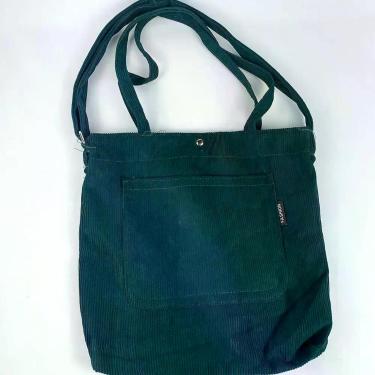 Imagem de Bolsa Sacola Feminina Veludo Cotelê Casual Escolar Faculdade Bolsa Tot