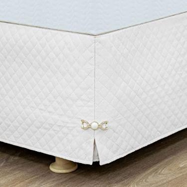 Imagem de Saia para Cama Box Casal Matelada com Pingente - Branco (Branco, Casal)