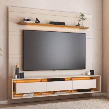 Imagem de Painel para TV 85 Polegadas com LED Cristaleira 220x217cm Madison - Es