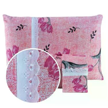 Imagem de Par de Fronhas Estampadas - Meta Mark, Floral fundo vermelho