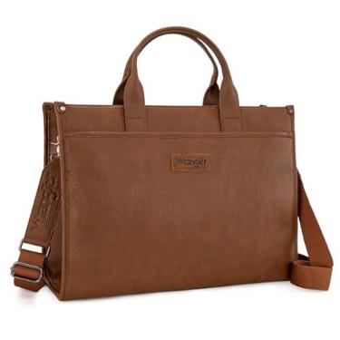 Imagem de Bolsa feminina Wrangler para laptop vintage de 15,6 polegadas para trabalho, bolsa de mão para escola, negócios, com alça de ombro ajustável, marrom WG288-8119BR