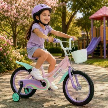 Imagem de Bicicleta Infantil Aro 16 com Rodinha Removível - Rosa - UNITOYS