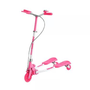 Imagem de Patinete Infantil 3 Rodas Sistema Abre e Fecha com Freio e Led Rosa Unitoys