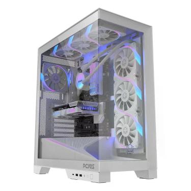 Imagem de Gabinete Gamer Forcefield Flow White Ghost GFFFWG Mid Tower ATX Vidro Temperado ARGB Branco Pcyes