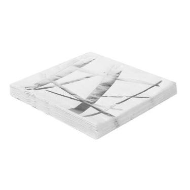 Imagem de Guardanapo De Papel Decorado 33Cm Folha Dupla Silver Festas (Prata e Branco)