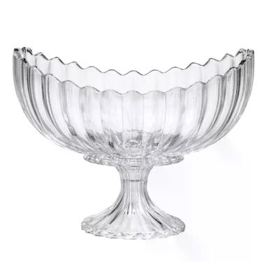 Imagem de Fruteira Lux High Oval C/ Pé Centro de Mesa Vidro Clear Multiuso Decor
