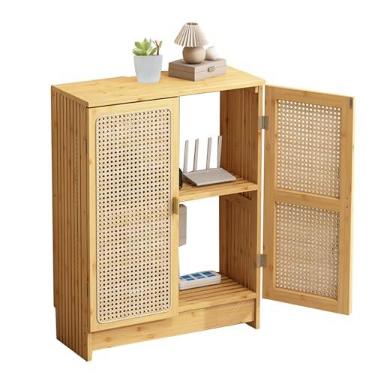 Imagem de Jueraori Armário de armazenamento com roteador WiFi com prateleiras | Caixa organizadora de modem em pé de bambu de 2 camadas para casa, escritório, 70 x 50 cm x 24,9 cm