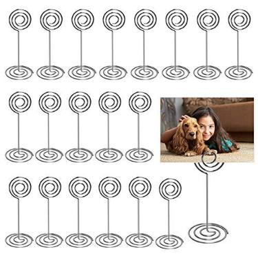 Imagem de Porta-cartões com número de mesa, pacote com 25 suportes para fotos, menu, clipes de cartão de papel para festa de casamento, escritório, restaurante (prata)