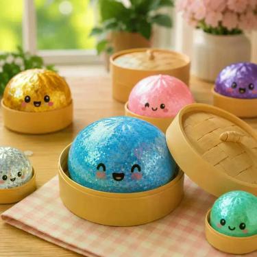 Imagem de Brinquedo Squishy Antiestresse Pãozinho Com Glitter Dumpling - brinque