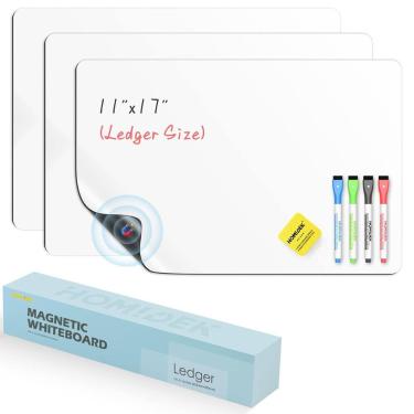 Imagem de Quadro Branco Magnético HOMiDEK 28x43cm Kit com 3 Unidades