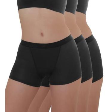Imagem de AIRCUTE Roupa íntima lavável super absorvente para incontinência urinária para mulheres, à prova de vazamento, uso noturno, shorts para meninos 94 g, pacote com 3 (preto, grande)