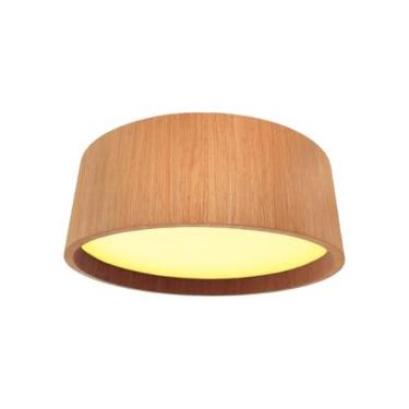 Imagem de Luminária de Teto Plafon Redondo de Madeira ¨6 Tamanhos de 25 a 90 cm e 3 Cores - Imbuia, Freijó e Mel Design Moderno e Sofisticado (Freijó, 30 cm)