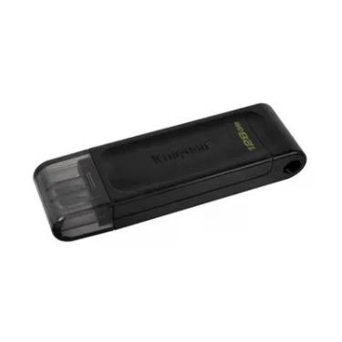Imagem de Pendrive Kingston Dt70 128GB, USB-c, Tipo-c, Preto