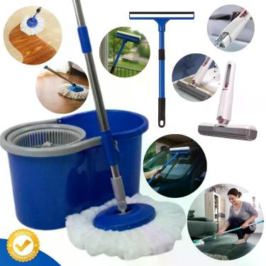 Imagem de Mop Giratório 360º Limpeza Diária com Balde 8L Rodo Vassoura de Silico