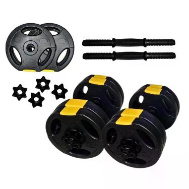 Imagem de Kit Halteres Ajustáveis Musculação Até 20 Kg Peso Musculação Barra Aca