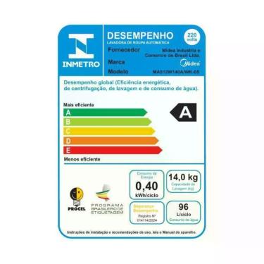 Imagem de Lavadora De Roupas Midea 14Kg Wave Agitador Branca MA512W140A/WK05