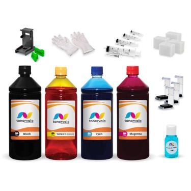 Imagem de Kit 4 Tinta Para HP D1430 21 e 22 1 Litro Linha Platinum - Toner Vale