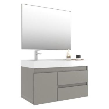 Imagem de Gabinete Banheiro com Cuba e Espelheira 80cm Multimóveis Vcr10074 Cimento