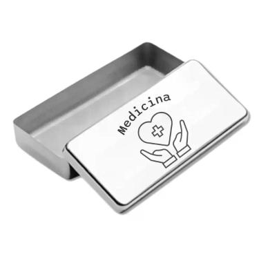 Imagem de Estojo Inox Autoclavavel Personalizado a Laser Medicina - LOVE SAUDE, 