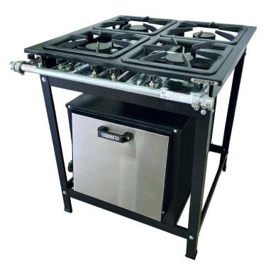 Imagem de Fogão Alta Pressão 4 Bocas Alcazon com Forno 60 Litros Tampa Inox ACZ-