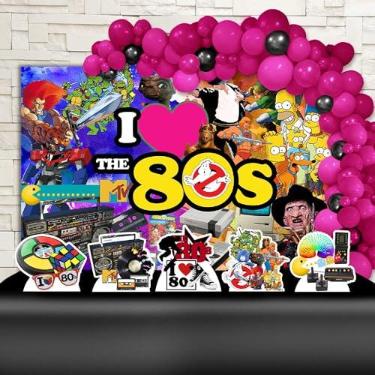 Imagem de Kit Decoração Festa de Aniversário Infantil Anos 80 Colorido