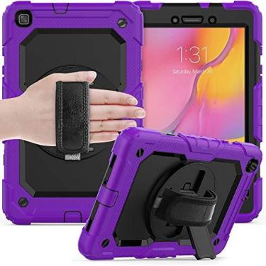Imagem de Capa para tablet Capa protetora para Samsung Galaxy Tab A 8,0 "2019 T290 / T295 36 camadas à prova de choque, kickstand giratório de 360 ​​graus e cinta de ombro da alça de mão PC +. Caso protetor de