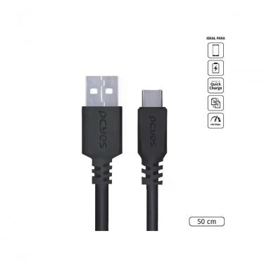 Imagem de Cabo Usb A 2.0 Para Usb Tipo C Para Celular Smartphone 50cm Preto - Puacp-05