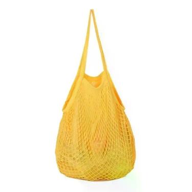Imagem de Bolsa Sacola Feminina De Praia Tiracolo Macramê Viagem - Alwy, Amarelo