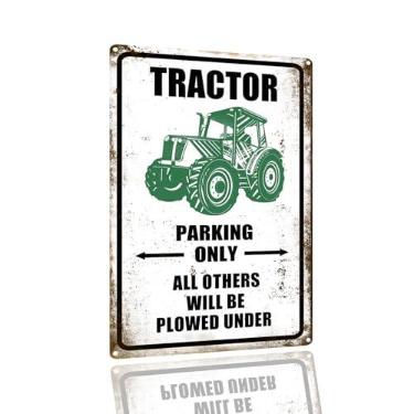 Imagem de SANTUKEY Sinais de estanho de trator antigo sinais de cruzamento de trator de metal apenas todos os outros serão arados sob a placa decoração de parede ao ar livre jardim garagem presentes para homens