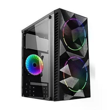 Imagem de Gabinete Gamer Alligator Shop Yacare RGB Mid Tower Lateral Em Vidro Com 3 Fans Preto Alsgb-ycr-RGB