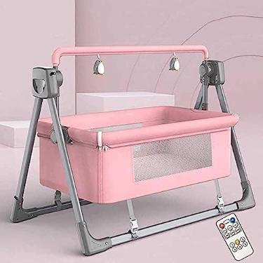 Imagem de Cama Segura Para Bebês – Cadeira De Balanço Elétrica Cinza Escuro Com Berços Ajustáveis, Cesta De Berço Reclinável Automática, Melhor Cama Para Bebês Recém-nascidos Unissex.,Rosa,Pleasant63
