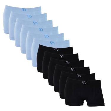 Imagem de Kit 12 Cueca Boxer Infantil Lisa Menino Seamless Poliéster - RP, 6 azu