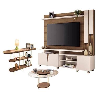 Imagem de Home Theater Virtus E Mesa De Centro Sky Com Tampo De Vidro E Aparador