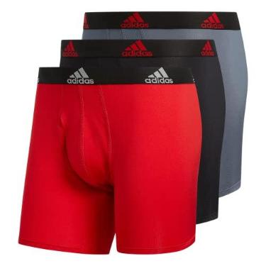 Imagem de adidas Cueca boxer de microfibra com ajuste atlético, Preto/Cinza Onix/Cinza, XGG