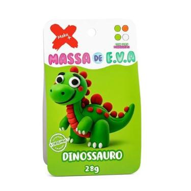 Imagem de Kit Criativo Massa de EVA Dinossauro 28g – Modelagem Educativa Infantil com Cores Verde e Vermelho, Material Educativo para Artesanato + Guia Passo a Passo