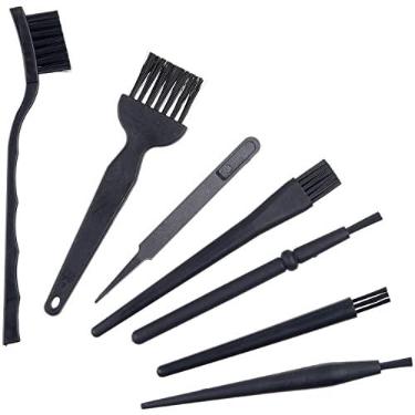 Imagem de Camkix Escovas Multiuso (Preto) – Pacote com 9 – 7 Pincéis Multitamanhos, 1 Pinça Antiestática, 1 Pano de Limpeza – Pequenas Lacunas – Computadores, Teclados, PCBs, Interior do Carro, Trilho da Janela