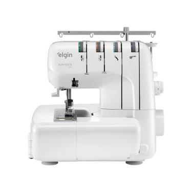Imagem de Máquina de Costura Overlock 2000 Elgin Doméstica Portátil Versátil Branco - 220V, Ferro