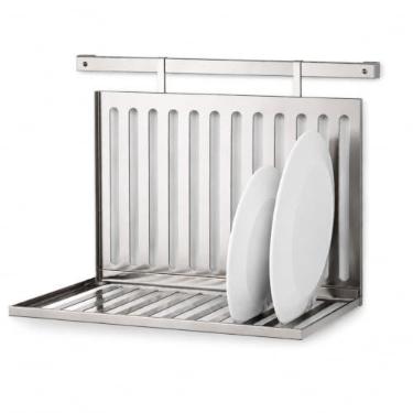 Imagem de Escorredor De Louças Inox Suspenso De Parede Dobrável 40cm Haus | barra de fixação inclusa