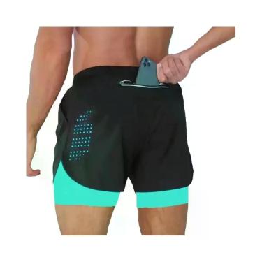 Imagem de Shorts De Treino Masculinos 2 Em 1 De Secagem Rápida Para Corrida E Fi