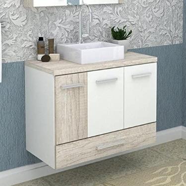 Imagem de Gabinete para Banheiro 2 Portas 2 Gavetas 80cm Madri Darabas Agardi Mezzo Blanco