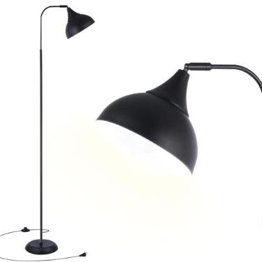 Imagem de MHYFYH Luminária De Chão Led Industrial, Luminária De Pé Ajustável De Metal Preto Para Sala De Estar, Quarto, Escritório, Luminária De Leitura Alta Com Cabeça Giratória Para Sofá Ou Mesa, Decoração