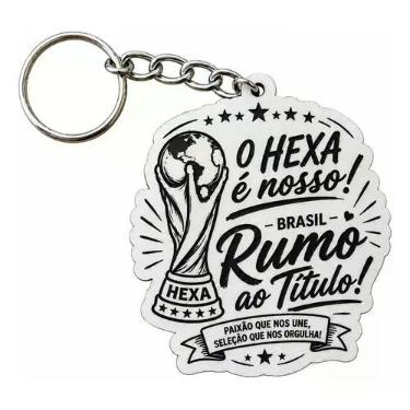 Imagem de Kit Chaveiros Copa Do Mundo Brasil Hexa Futebol Mdf Branco - Arte Lase