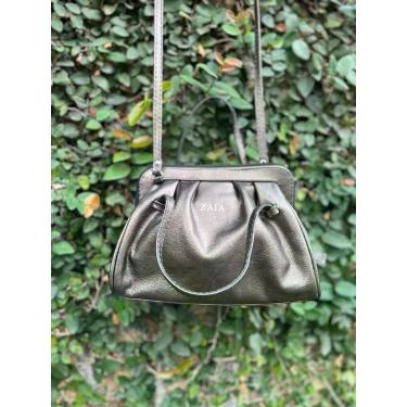 Imagem de Bolsa feminina de couro transversal ônix metalizado Bianca - Bolsa de 