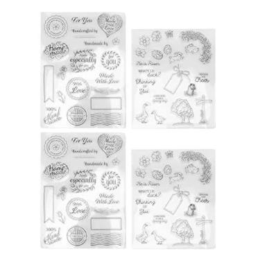 Imagem de Carimbos transparentes DIY Handcraft reciclável Carimbos transparentes para fabricação de cartões Diaries Envelopes 4 folhas TPR Material 21x15cm 18x14.5cm